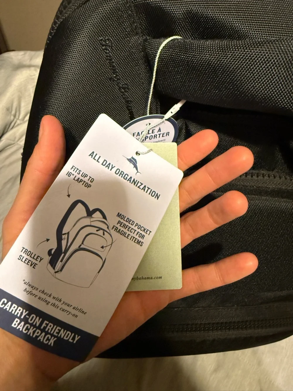 Tommy Bahama Black Men’s Backpack carry on